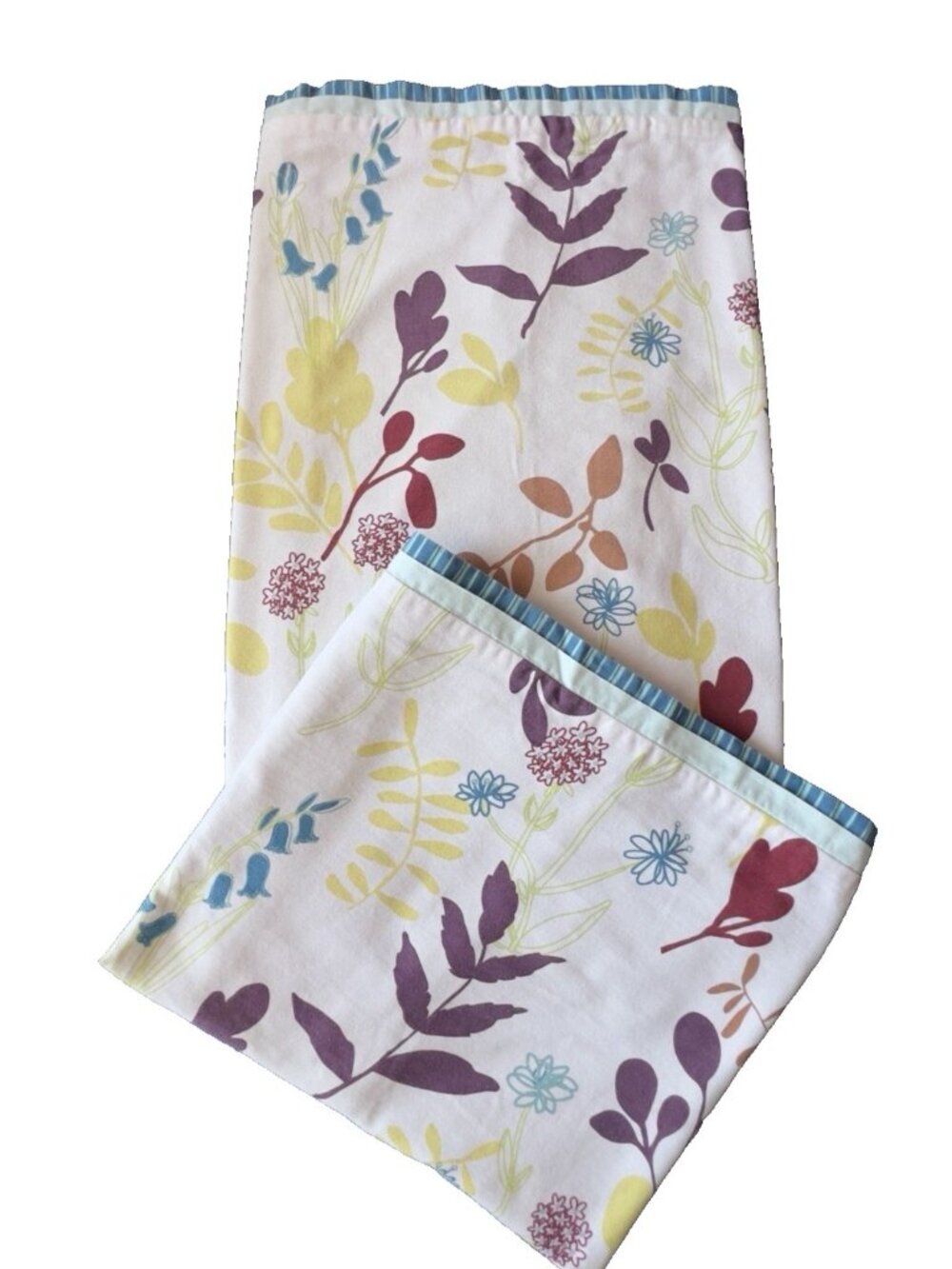 PAIR KING Pillow Shams SPRINGMAID 21" x 33" Flowers Leaves Garden Stripes
